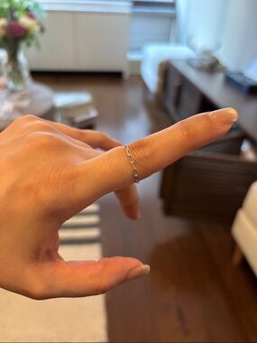 Delicate Silver Paperclip Stackable Ring - Minimalist 18k Gold Chain ring